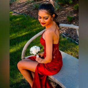 SHERRI HILL RED PROM DRESS (WORN ONCE, PERFECT CONDITION) **Price is negotiable*